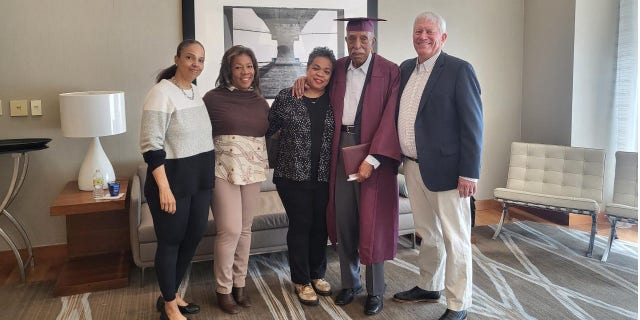 Jefferson County Schools superintendent Bondy Shay Gibson-Learn, Harpers Ferry NHP superintendent Tyrone Brandyburg, and Storer College National Alumni Association president James Green, Jr. all came together last month to host a graduation ceremony for Mr. Cooper and his extended family.