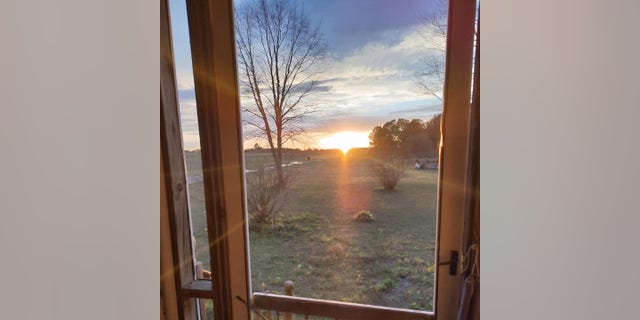 A few nights after he stayed in the abandoned barn, Barnes spent the night in a house on a dairy farm. The view from the house is pictured here. 