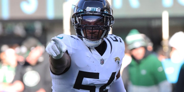 Damien Wilson of the Jacksonville Jaguars in action against the New York Jets at MetLife Stadium on Dec. 26, 2021, in East Rutherford, New Jersey.