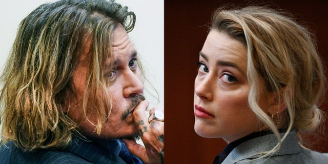 Johnny Depp and Amber Heard in a Fairfax, Va., courtroom.