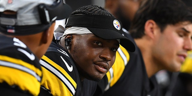 Dwayne Haskins of the Steelers during the Detroit Lions game at Heinz Field on Aug. 21, 2021, in Pittsburgh.