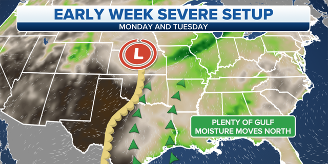 Early week severe setup