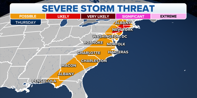 Eastern severe storm threat