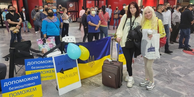 Elena Fetisova, 34, greeted her sister, 15, in Tijuana, Mexico, after her sister escaped Ukraine and flew to the west to reach the United States. (Elena Fetisova)