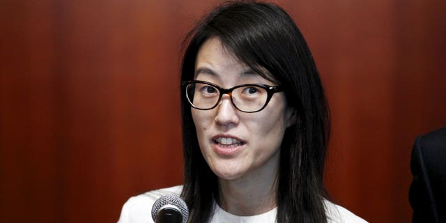 Ellen Pao speaks to the media in San Francisco, California, March 27, 2015.