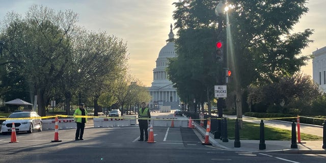 Entrances are blocked to the Capitol Building, Washington, D.C.
