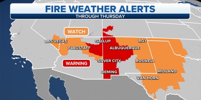 Fire weather alerts through Thursday
