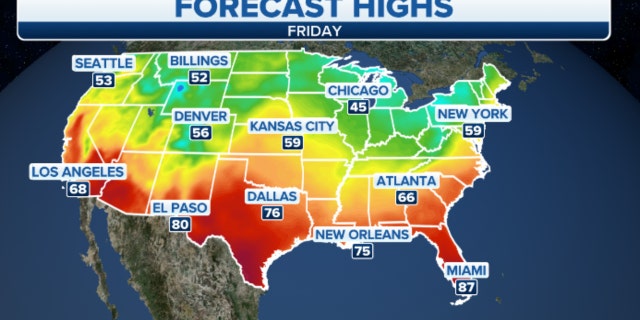 Friday forecast highs