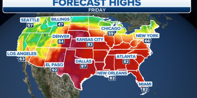 Friday forecast high temperatures