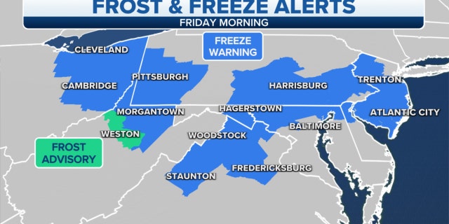 Friday frost and freeze alerts