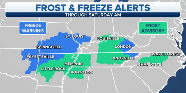 Frost and freeze alerts through Saturday