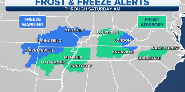 Frost and freeze alerts through Saturday