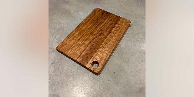 One of Gabriel's cutting boards is pictured.