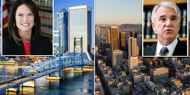 Crime statistics show different outcomes in Jacksonville and Los Angeles as their top prosecutors follow different strategies.