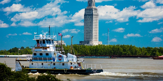 Baton Rouge, Louisiana Skyline and State Capitol on Mississippi River. (Photo by: Visions of America/Education Images/Universal Images Group via Getty Images)