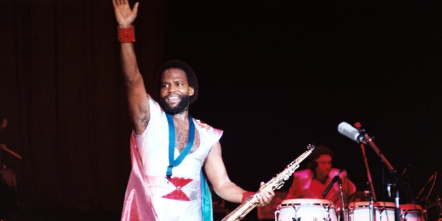 Andrew Woolfolk of Earth, Wind and Fire in March 1982 at Wembley Arena.