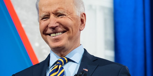 President Biden participates in a CNN town hall at the Pabst Theater in Milwaukee, Wis., Feb. 16, 2021.