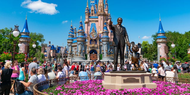 General views of the Walt Disney "Partners" statue at Magic Kingdom, celebrating its 50th anniversary April 3, 2022, in Orlando, Fla. 