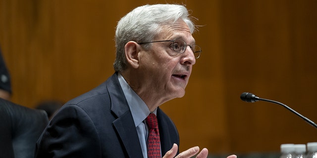 Attorney General Merrick Garland speaks during a Senate Appropriations Subcommittee hearing in Washington on Tuesday, April 26, 2022.