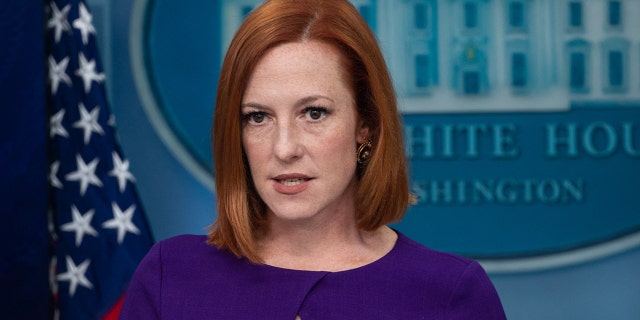 White House Press Secretary Jen Psaki speaks during a press briefing in the James S Brady Press Briefing Room at the White House in Washington, DC, on April 26, 2022.