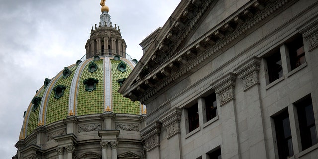 The State Capitol building stands in Harrisburg, Pennsylvania, US, on Thursday, Oct.  20, 2011.