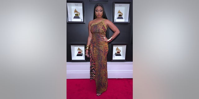 Megan Thee Stallion arrives at the Grammy Awards.