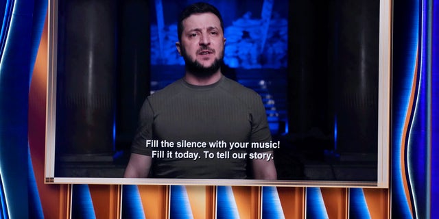 Ukrainian President Volodymyr Zelenskyy made a virtual appearance during the 2022 Grammy Awards.