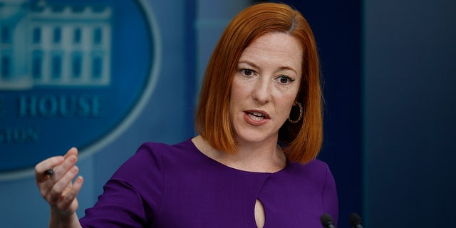 White House Press Secretary Jen Psaki talks to reporters during the daily news briefing in the Brady Press Briefing Room at the White House on April 5, 2022.