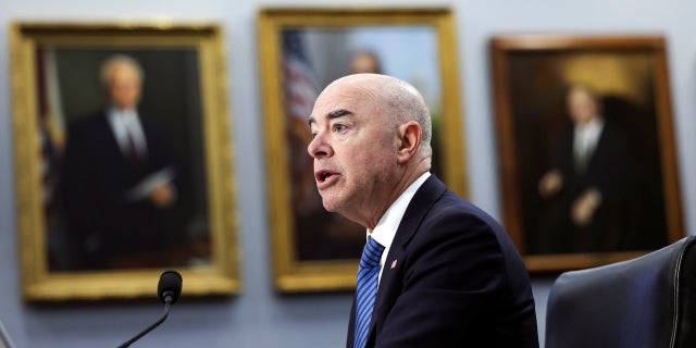 WASHINGTON, DC - APRIL 27: US Secretary of Homeland Security Alejandro Mayorkas testifies before a subcommittee on housing grants on April 27, 2022 in Washington, DC. Mayorkas testified about the budget request for the financial year 2023 to the Department of Homeland Security.