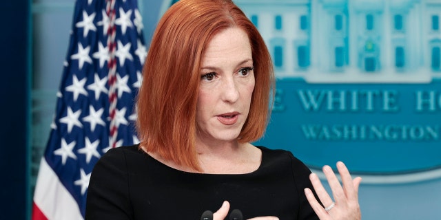 White House press secretary Jen Psaki speaks at a daily press conference in the James Brady Press Briefing Room of the White House April 27, 2022, in Washington, D.C.