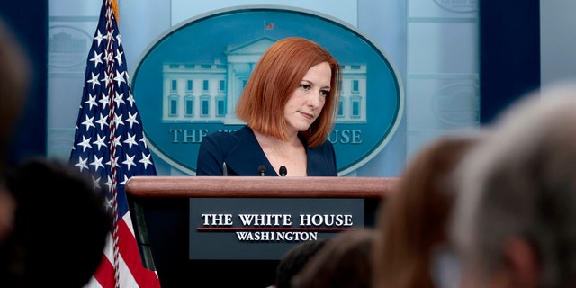 White House Press Secretary Jen Psaki speaks at a daily press conference in the James Brady Press Briefing Room of the White House on April 28, 2022 in Washington, DC.