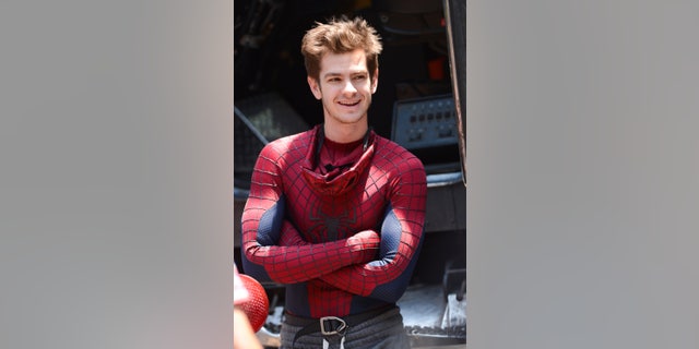 Andrew Garfield enters the "The Amazing Spider-Man 2" movie set in Madison Square Park in June 2013 in New York City.