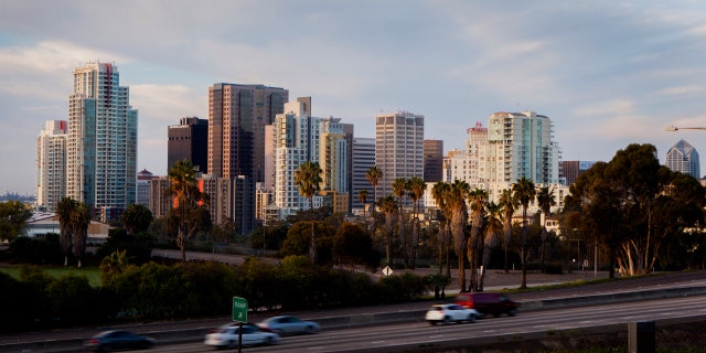 A view of the city skyline in San Diego, California.