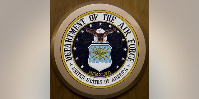 The Department of the Air Force seal hangs on the wall on February 24, 2009 at the Pentagon in Washington, DC. AFP Photo / Paul J. Richards / AFP PHOTO / Paul J. RICHARDS (Photo credit should read PAUL J. RICHARDS / AFP via Getty Images)
