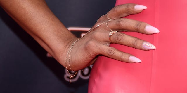 UNIVERSAL CITY, CA - APRIL 27:  Singer Mel B, jewelry and manicure detail, arrives at NBC's "America's Got Talent" Judge Cut Rounds at the NBC Universal Lot on April 27, 2017, in Universal City, California.
