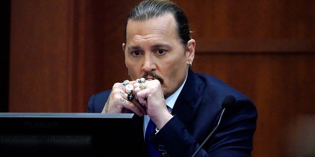 Johnny Depp testified during the defamation trial in Fairfax, Virginia, on April 25, 2022.