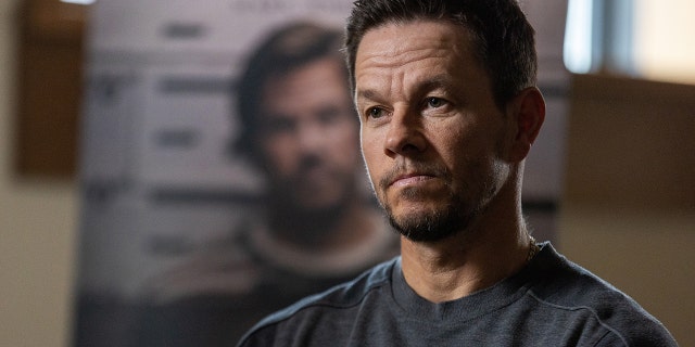 Mark Wahlberg gives an interview during a visit to All Saints Chapel at Carroll College on behalf of the film "Father Stu" on April 4, 2022, in Helena, Montana.