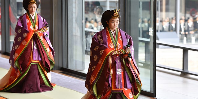 Japan's Princess Mako attends the enthronement ceremony where Emperor Naruhito officially proclaimed his ascension to the Chrysanthemum Throne at the Imperial Palace on Oct. 22, 2019, in Tokyo, Japan.