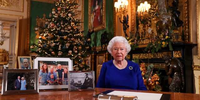 In this undated photo, Queen Elizabeth II records her annual Christmas broadcast in Windsor Castle, Berkshire, England. 