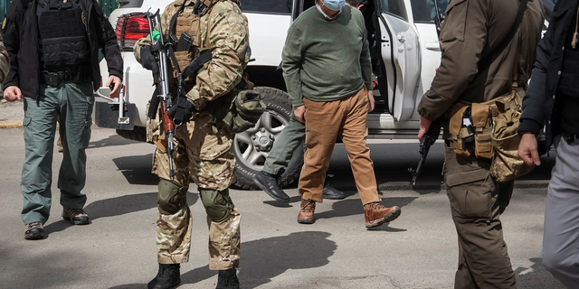 U.N. Secretary-General Antonio Guterres visits the town of Irpin, outside of Kyiv, Ukraine, on Thursday, April 28.