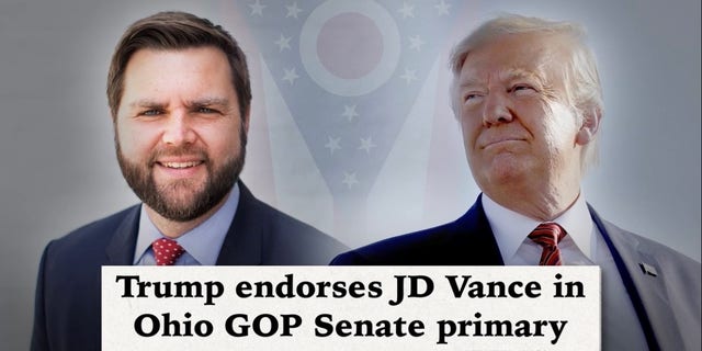 Republican Senate candidate J.D. Vance of Ohio spotlights his endorsement by former President Donald Trump in a new television ad, on April 18, 2022.