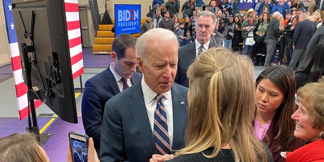 Then-Vice President Joe Biden campaigns in Waukee, Iowa on Jan. 30, 2020, before the Iowa caucuses. 