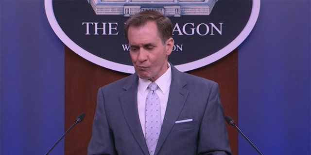 Pentagon spokesman John Kirby gets emotion while talking about the war in Ukraine during a briefing, April 29, 2022.