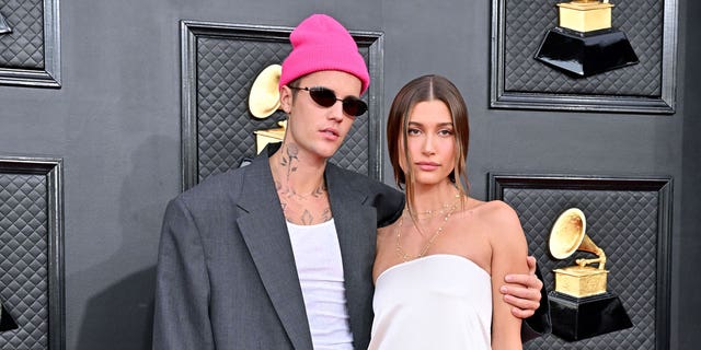 Justin Bieber and Hailey Bieber at the Grammys