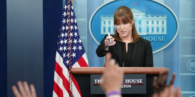 White House Director of Communications Kate Bedingfield takes a question during a press briefing at the White House in Washington, U.S., March 29, 2022.