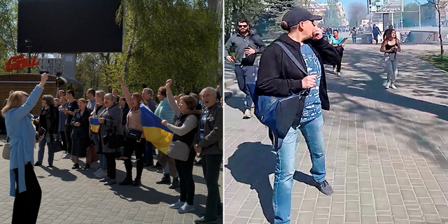 Люди уходят с митинга в Гершоне в среду, 27 апреля.