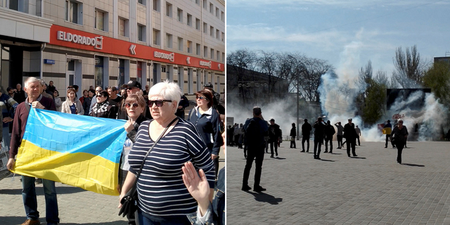 Russian troops in Kherson break up pro-Ukraine rally with tear gas, stun  grenades: report | Fox News