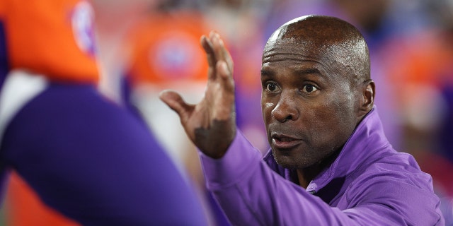 Head coach Kirby Wilson of Pittsburgh Maulers looks on in the third quarter of the game against the Tampa Bay Bandits at Protective Stadium on April 18, 2022 in Birmingham, Alabama.