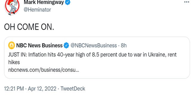 Mark Hemingway tweeted "OH COME ON."