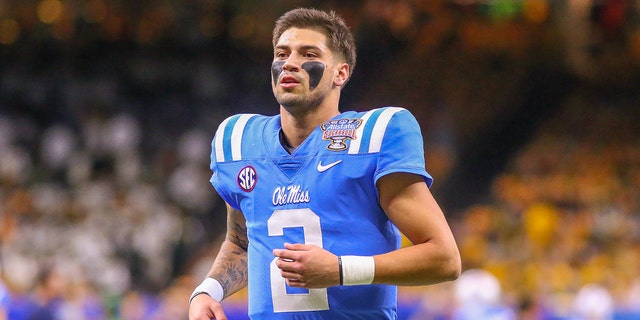 Ole Miss Rebels quarterback Matt Corral prepares to take on the Baylor Bears on Jan. 1, 2022, at Caesars Superdome in New Orleans.